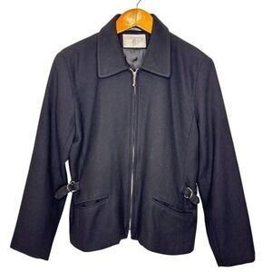 Vintage International Scene Wool Zip Up Coat Women's 10 Black
